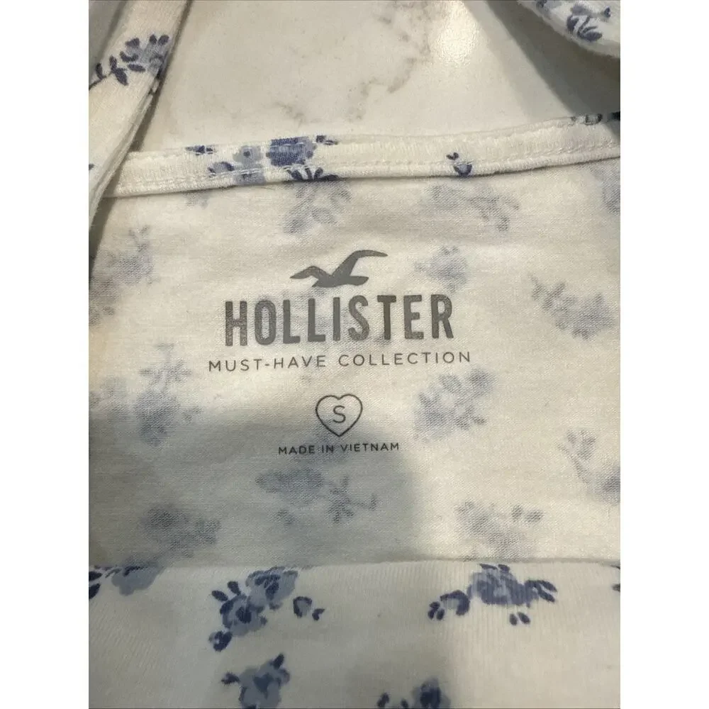 Hollister Co. Women's White and Blue Crop-top S - Picture 3 of 6